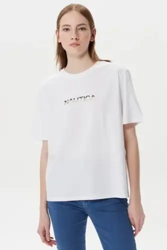  Kadın Nutica Kısa Kollu T-Shirt / Beyaz - 1
