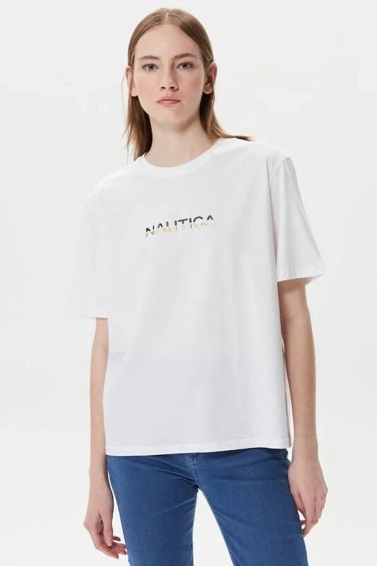 Kadın Nutica Kısa Kollu T-Shirt / Beyaz - NAUTICA