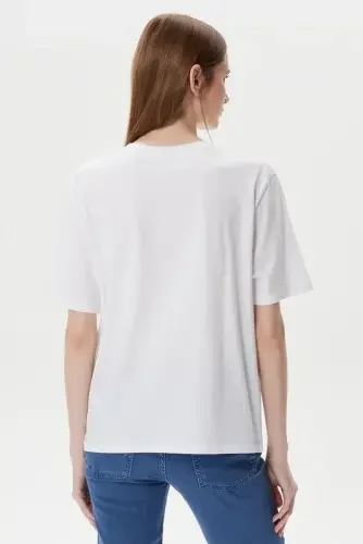  Kadın Nutica Kısa Kollu T-Shirt / Beyaz - 4
