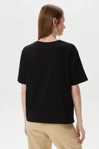 Kadın Nutica Kısa Kollu T-Shirt / Siyah - 2