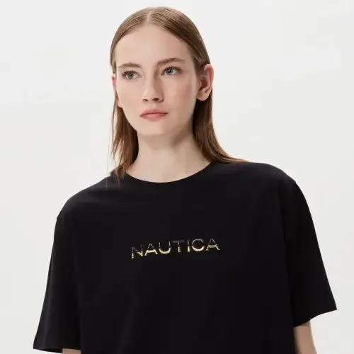 Kadın Nutica Kısa Kollu T-Shirt / Siyah - 3