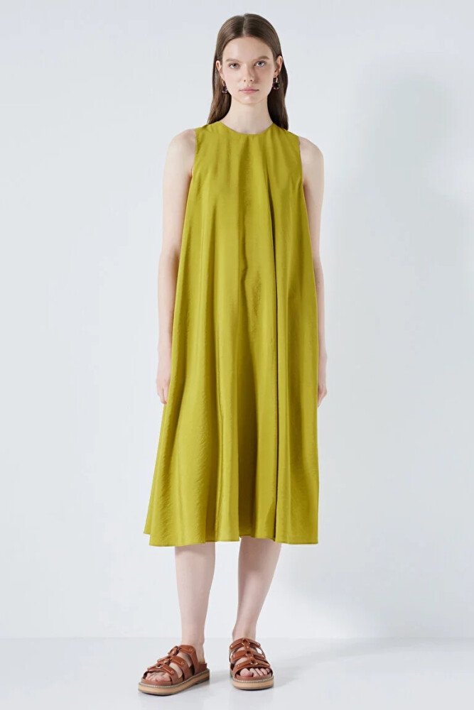 Kadın Rahat Kesim Midi Elbise - Yeşil - İPEKYOL