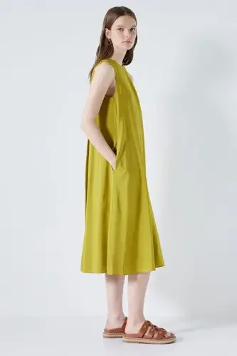 Kadın Rahat Kesim Midi Elbise - Yeşil - 2
