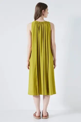 Kadın Rahat Kesim Midi Elbise - Yeşil - 3