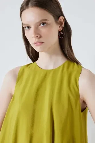 Kadın Rahat Kesim Midi Elbise - Yeşil - 4
