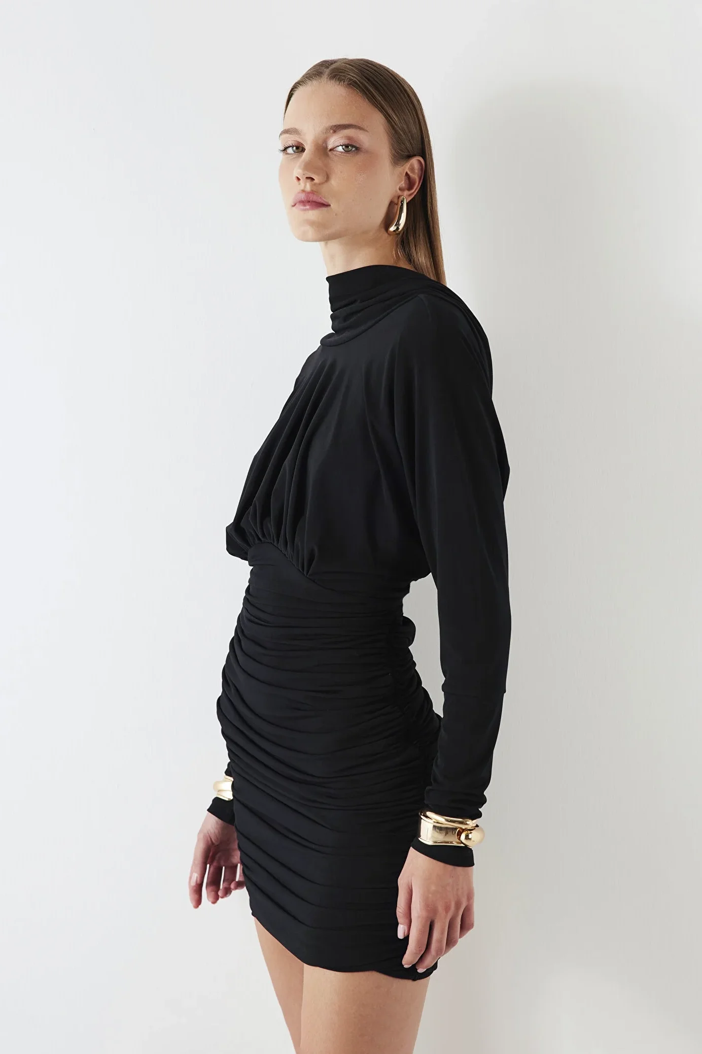 Kadın Sırt Dekolteli Elbise - Siyah - 2