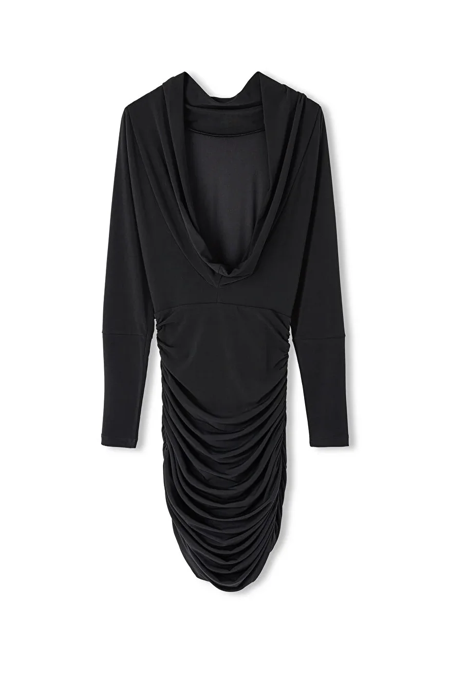 Kadın Sırt Dekolteli Elbise - Siyah - 7