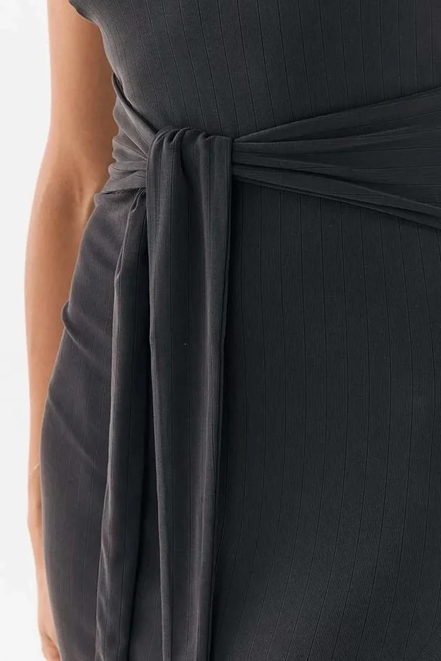 Kadın SL Sharon V Yaka Elbise - Siyah - 4