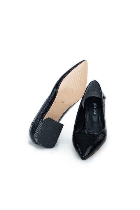 Kadın Topuklu Ayakkabı PC-51646-Siyah Rugan - 6