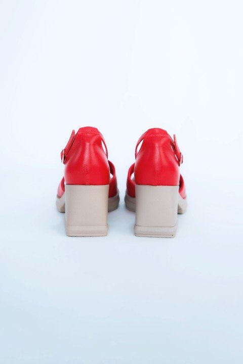 Kadın Topuklu Ayakkabı Z395001-Krımızı - 7