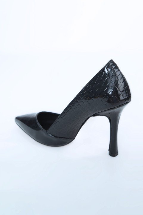 Kadın Topuklu Ayakkabı Z711437-Siyah Rugan - 3