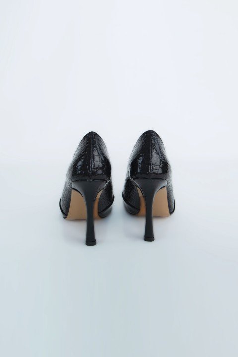 Kadın Topuklu Ayakkabı Z711437-Siyah Rugan - 4