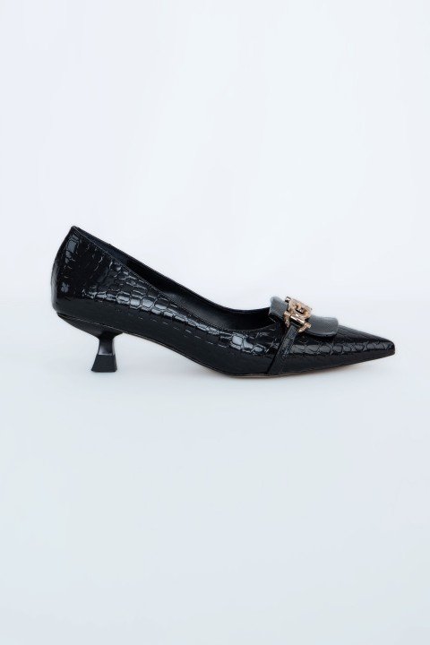 Kadın Topuklu Ayakkabı Z711533-Siyah Rugan - 2