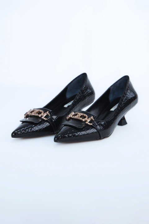 Kadın Topuklu Ayakkabı Z711533-Siyah Rugan - 4