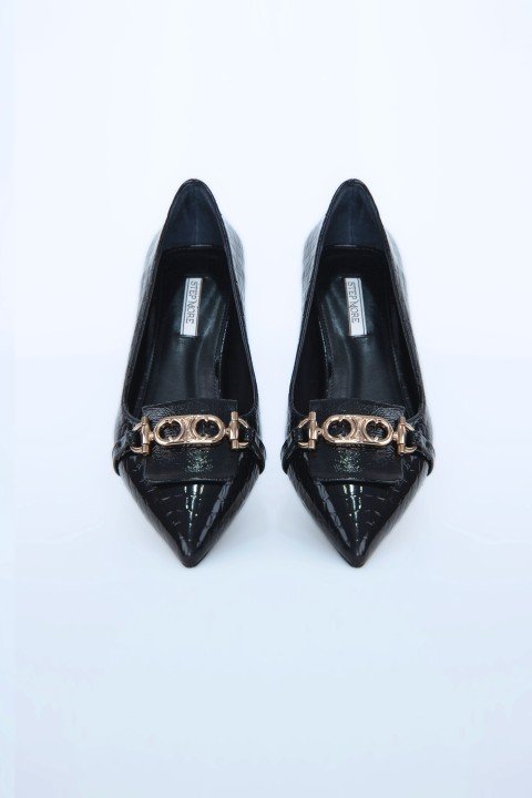 Kadın Topuklu Ayakkabı Z711533-Siyah Rugan - 5