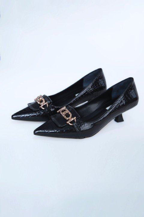 Kadın Topuklu Ayakkabı Z711533-Siyah Rugan - 6