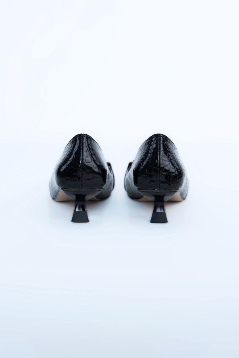 Kadın Topuklu Ayakkabı Z711533-Siyah Rugan - 7