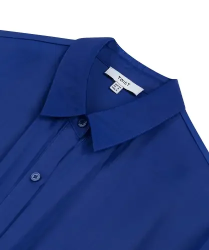 Kadın Twist Belden Bağlamalı Gömlek - Saks Mavi - 6