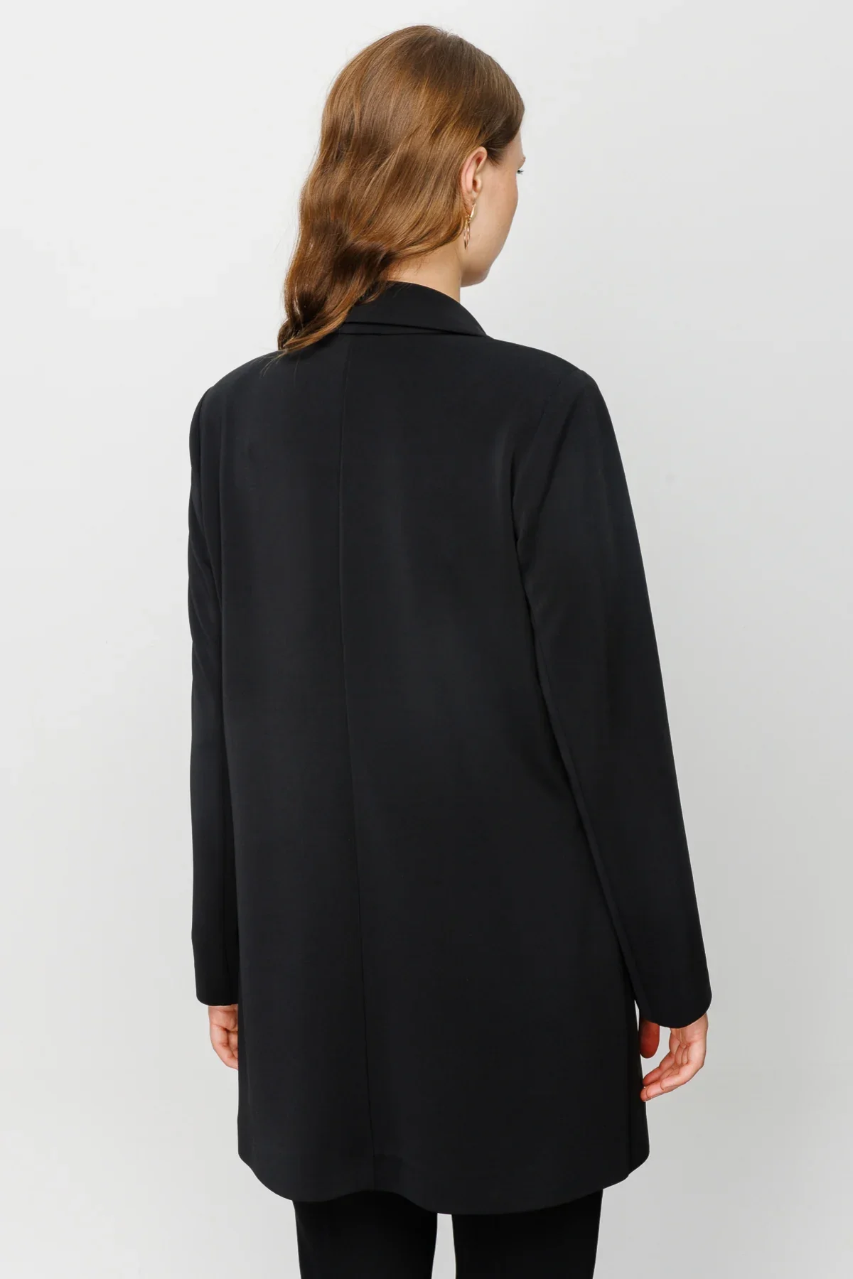 Kadın Uzun Blazer Ceket - Siyah - 5