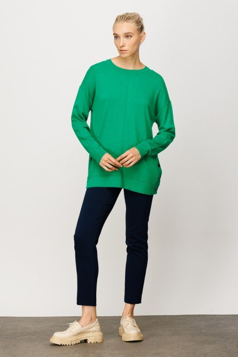 Kadın Yanı Düğme Detaylı Triko Kazak - Yeşil - On Fashion