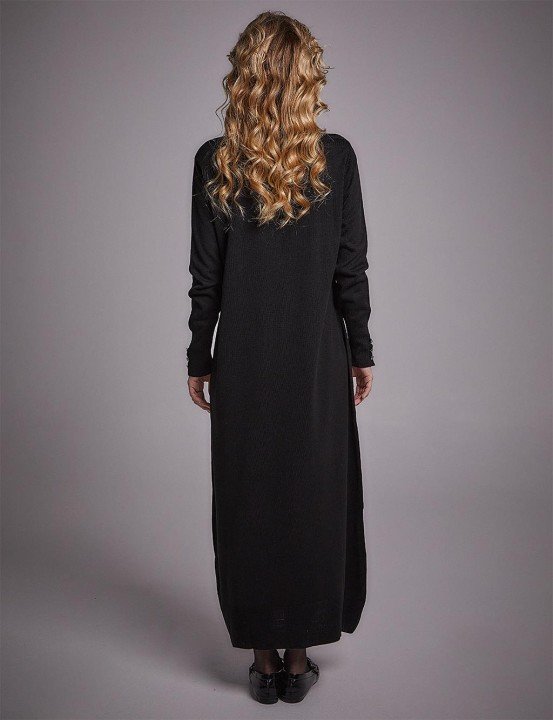 Kadın Yarım Balıkçı Yaka Triko Elbise - Siyah - 6