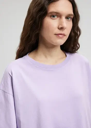 Kadın Yuvarlak Yaka Basic Tişört - Lila - 5