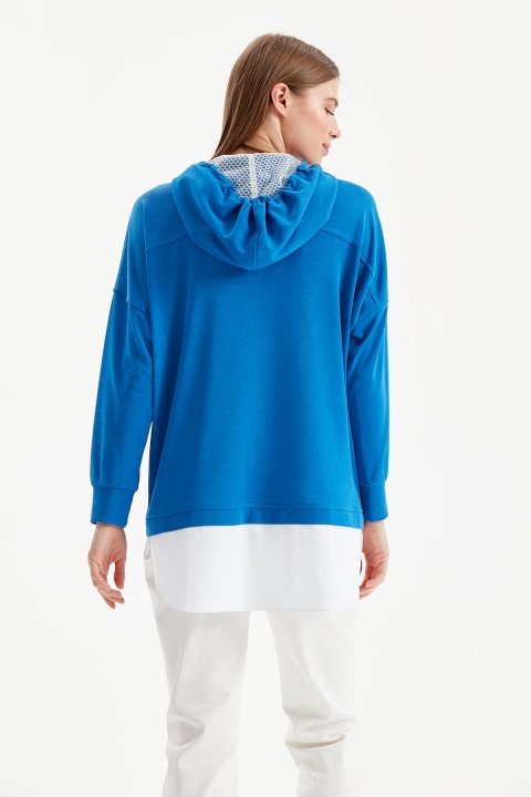 Katmanlı Sweatshirt-Mavi - 5
