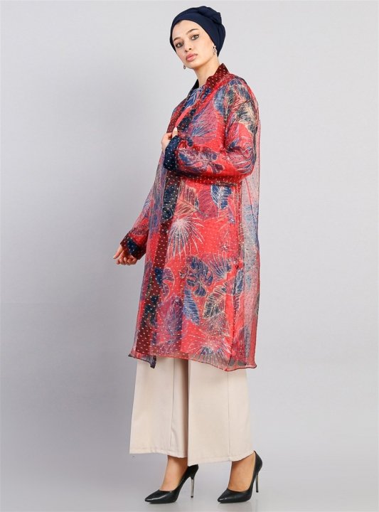 Kimonolu Tunikli Takım Kırmızı - 1