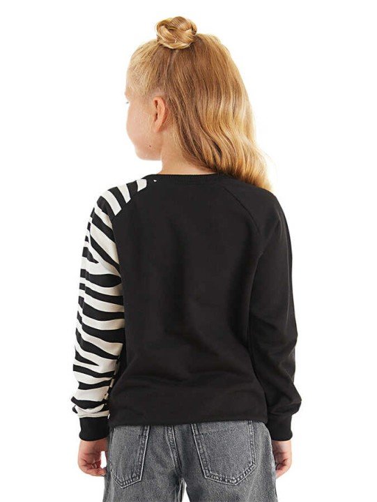 Kız Çocuk Fırfırlı Zebra Sweatshirt - Siyah - 2