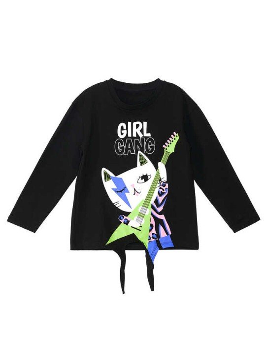 Kız Çocuk Girl Gang T-shirt Tayt Takım - Siyah - 3