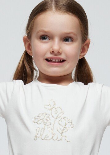 Kız Çocuk İşlemeli T-shirt - 2