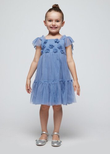 Kız Çocuk Tül Elbise-Mavi - MAYORAL