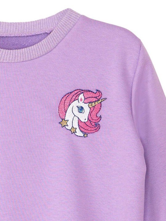 Kız Çocuk Unicorn Sweatshirt - Lila - 4
