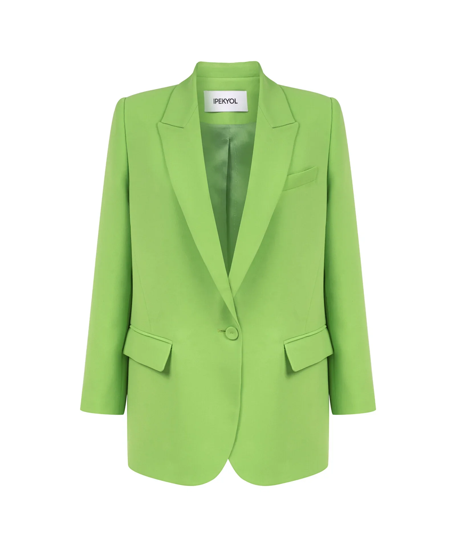Mono Yaka Vatkalı Blazer Ceket- Yeşil - 6
