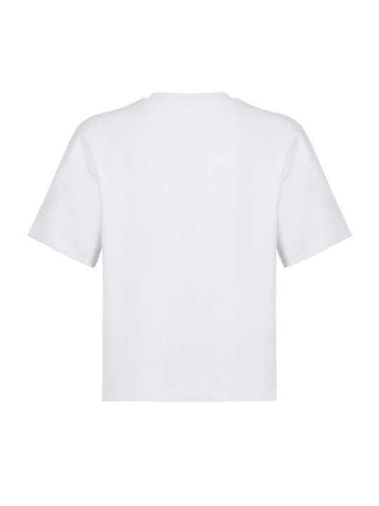 Nakış Detaylı Oversize T-Shirt-Ekru - 4