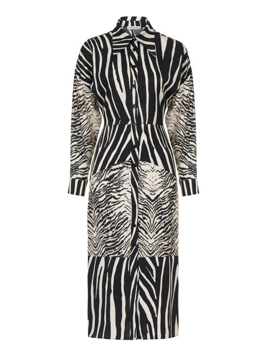 Zebra Desen Gömlek Elbise - 6