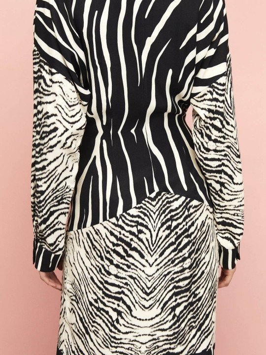 Zebra Desen Gömlek Elbise - 4