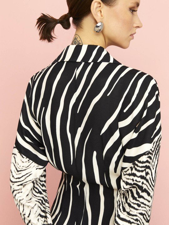 Zebra Desen Gömlek Elbise - 3