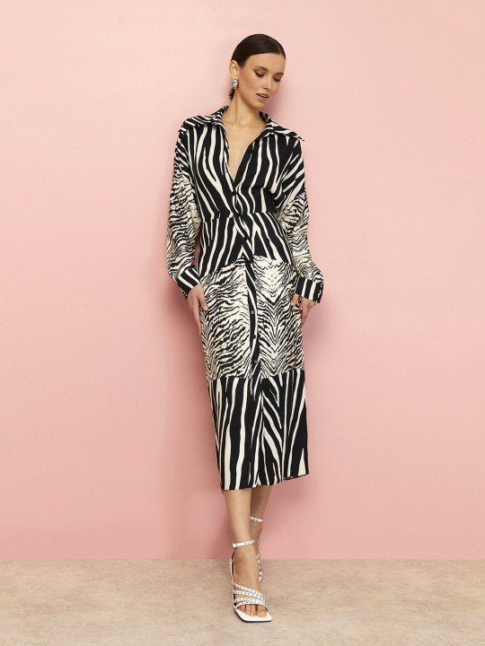 Zebra Desen Gömlek Elbise - 2