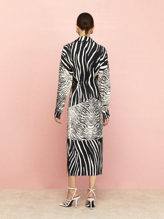 Zebra Desen Gömlek Elbise - 5