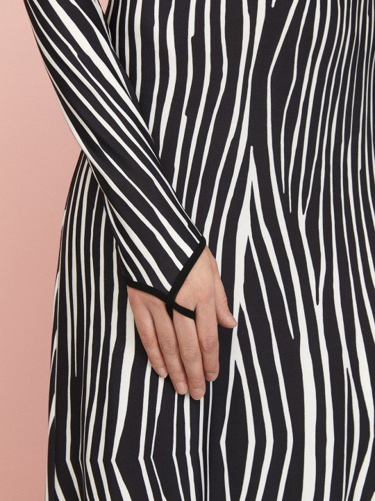 Zebra Desen Uzun Elbise - 6