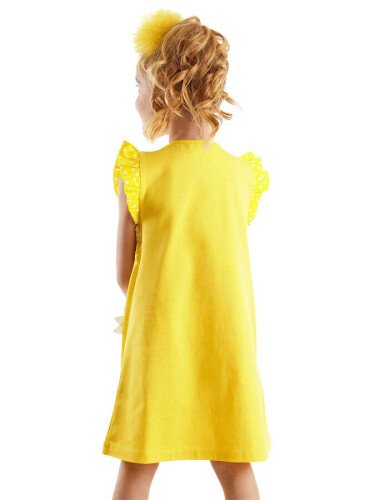Papatya Pamuklu Kız Çocuk Sarı Elbise - 2