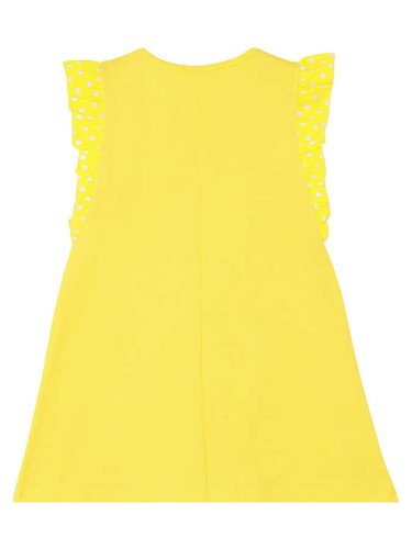 Papatya Pamuklu Kız Çocuk Sarı Elbise - 4