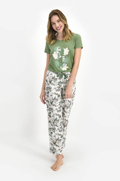 Pierre Cardin Green Garden Kadın Kısa Kol Pijama Takım Haki PC7701 - 1
