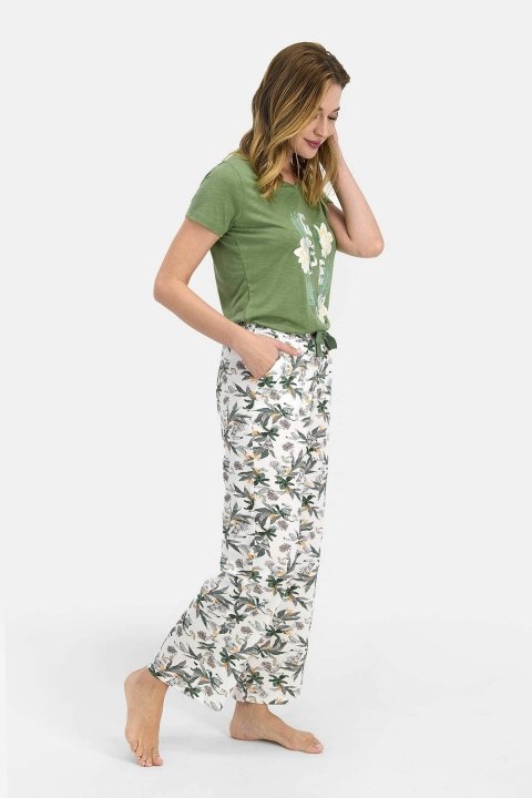 Pierre Cardin Green Garden Kadın Kısa Kol Pijama Takım Haki PC7701 - 2