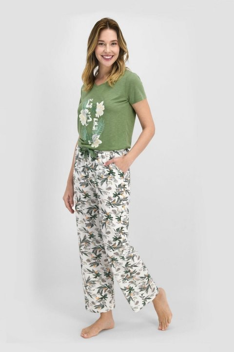 Pierre Cardin Green Garden Kadın Kısa Kol Pijama Takım Haki PC7701 - 3
