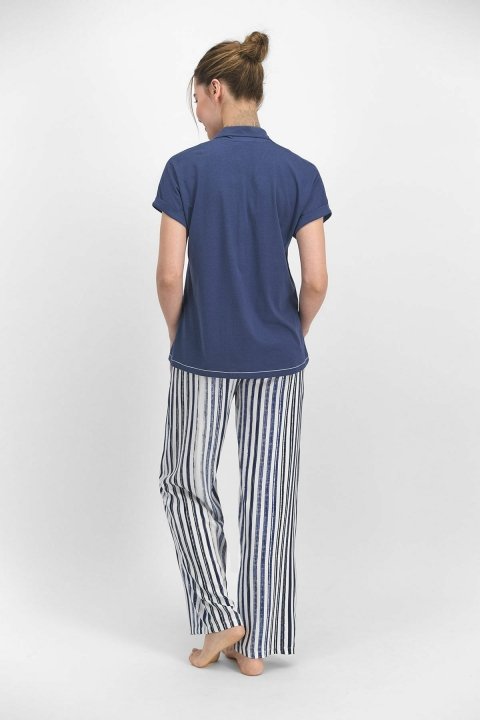 Pierre Cardin Striped Kadın Gömlek Pijama Lacivert PC7727 - 4