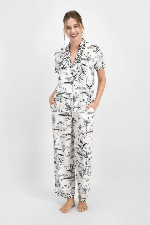 Pierre Cardin Leopard Kadın Gömlek Pijama Krem PC7736 - 2