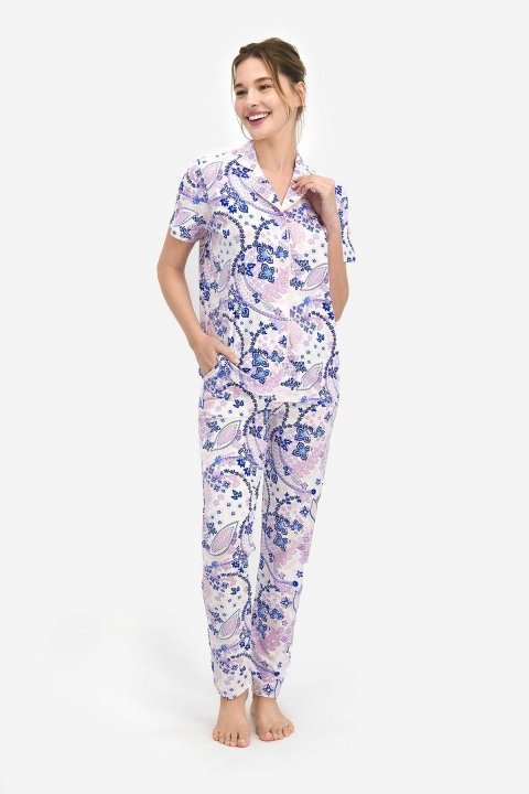 Pierre Cardin Floral Pattern Kadın Gömlek Pijama Toz Somon - PİERRE CARDİN
