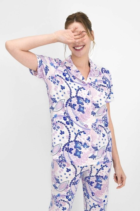 Pierre Cardin Floral Pattern Kadın Gömlek Pijama Toz Somon - 2